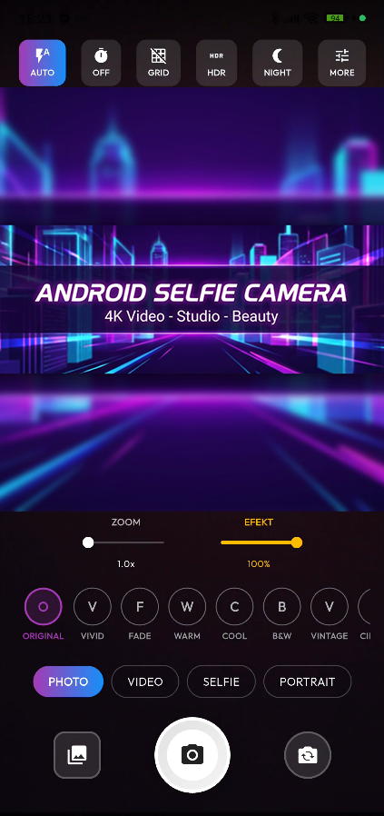 Selfie Camera Main Screen